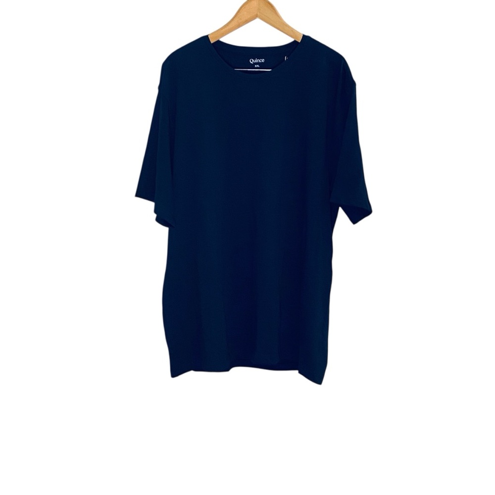 Quince Mens Organic 100% Cotton Slub Thick Navy Blue Short Sleeve Tee Sz XXL